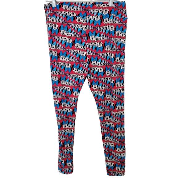 LulaRoe Tall & Curvy Leggings XL Disney Minnie Mouse Red Blue White All Over - Picture 1 of 10